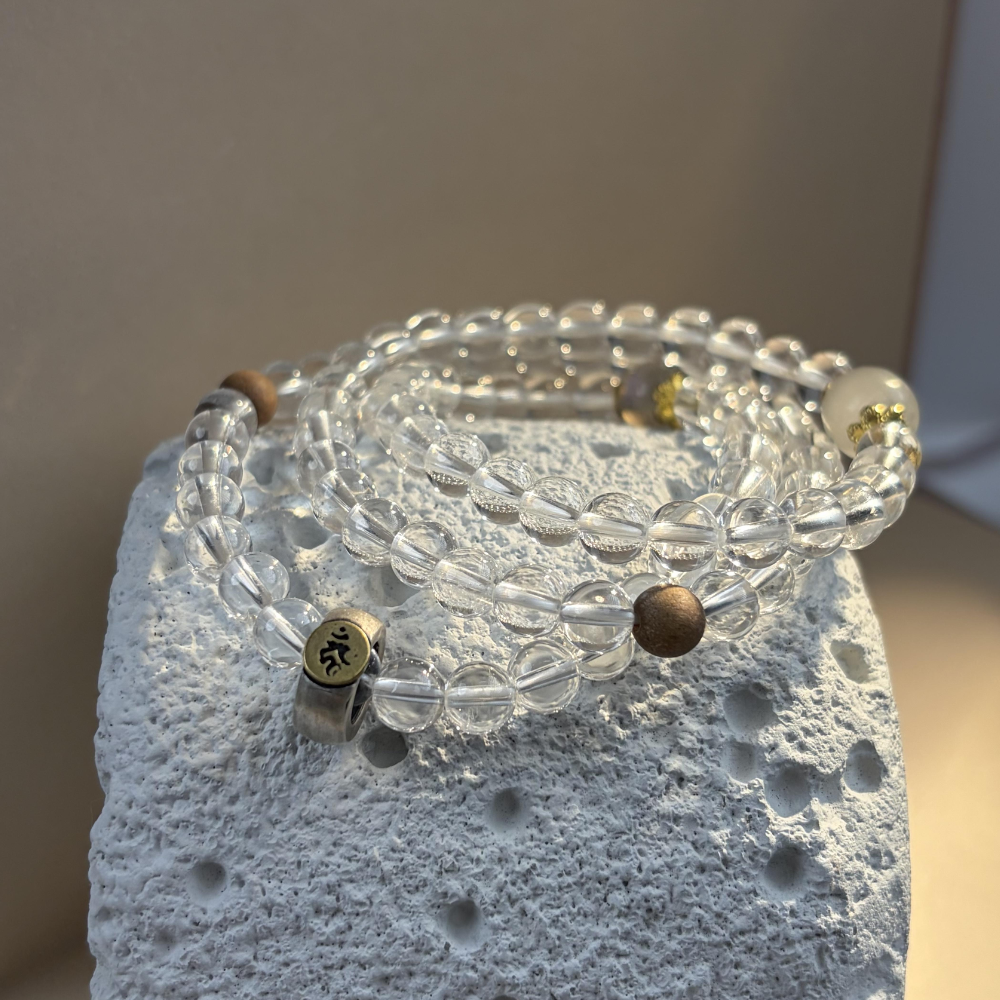 Moonstone Clear Quartz Sandalwood Serenity Bracelet