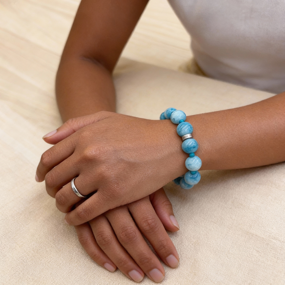 Aquamarine Serenity Clarity Healing Crystal Bracelet