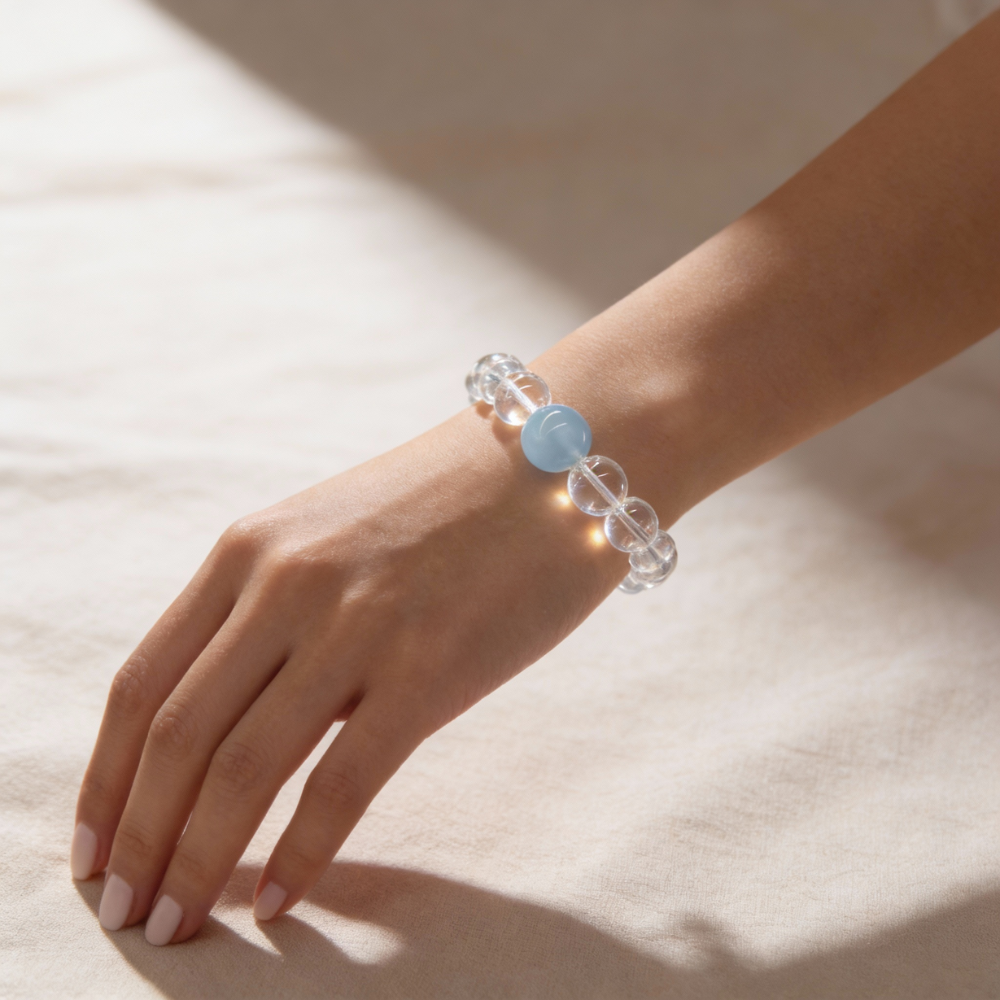 Clear Quartz Aquamarine Harmony Bracelet