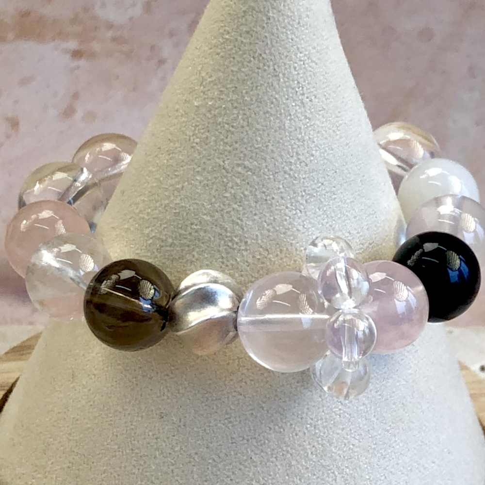 Rose Quartz Smoky Quartz Obsidian Balance Bracelet