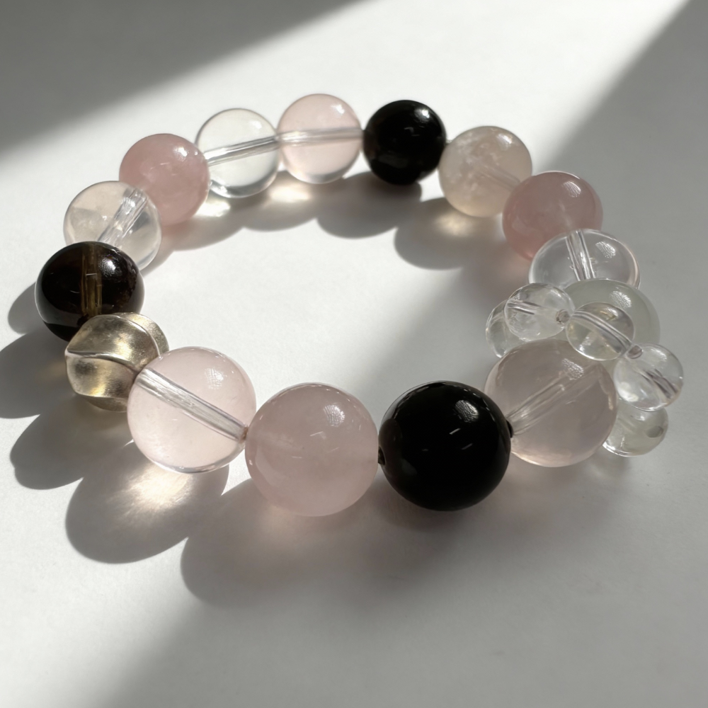 Rose Quartz Smoky Quartz Obsidian Balance Bracelet