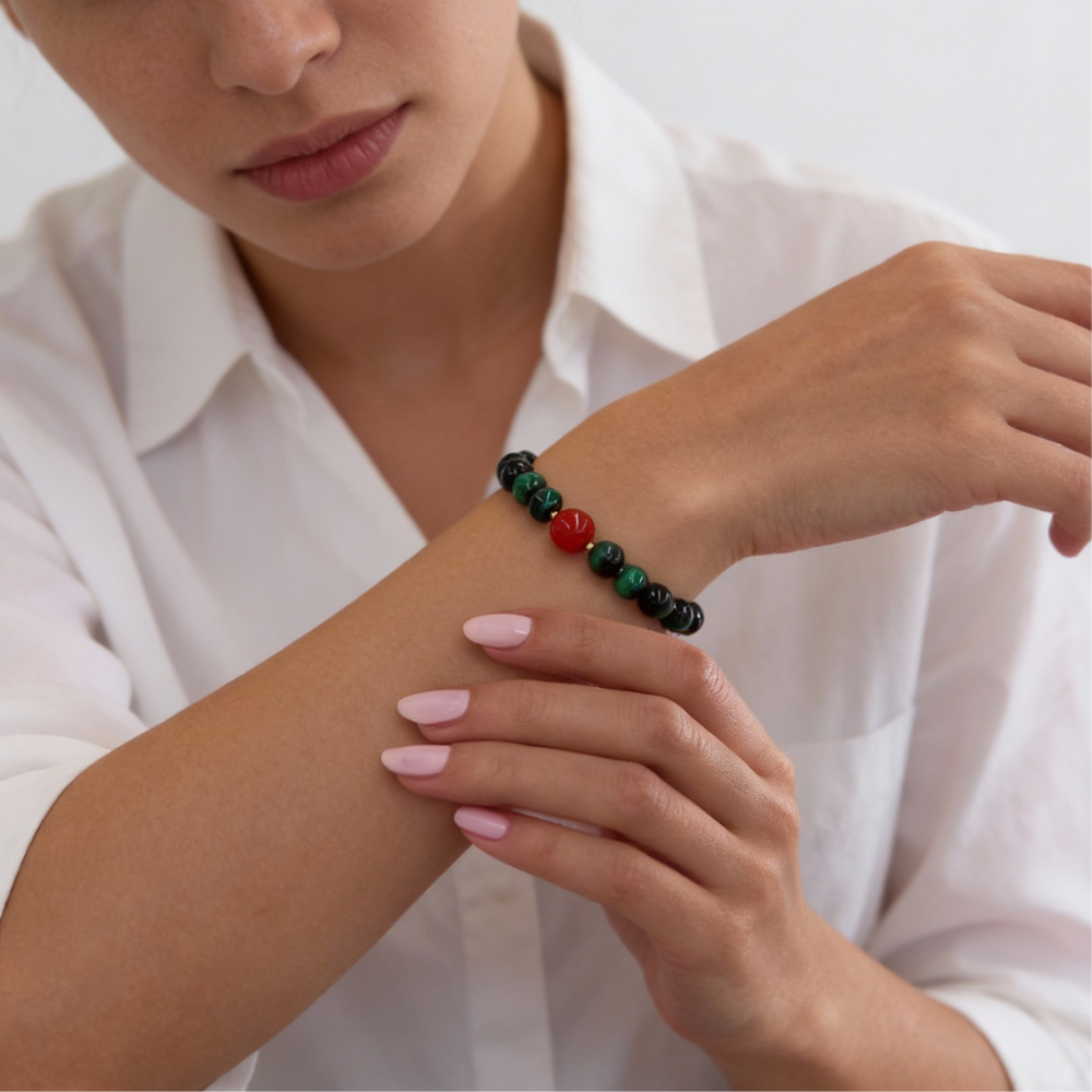 Malachite Red Agate Courage Balance Bracelet