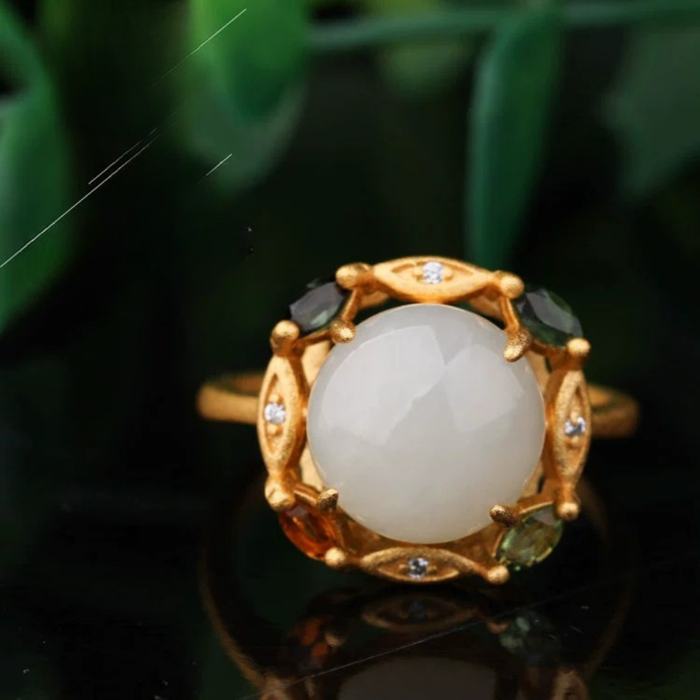 Hetian Jade Silver Prosperity Harmony Ring