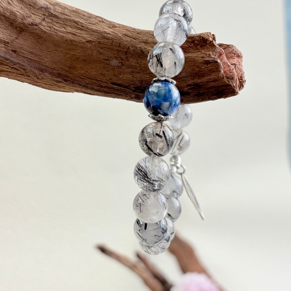 Black Rutilated Quartz Kyanite Clarity Bracelet