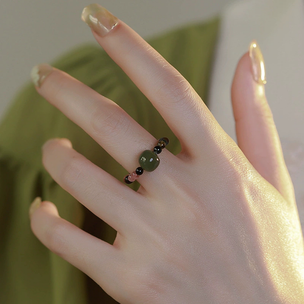 Tourmaline Hetian Jade Harmony Ring