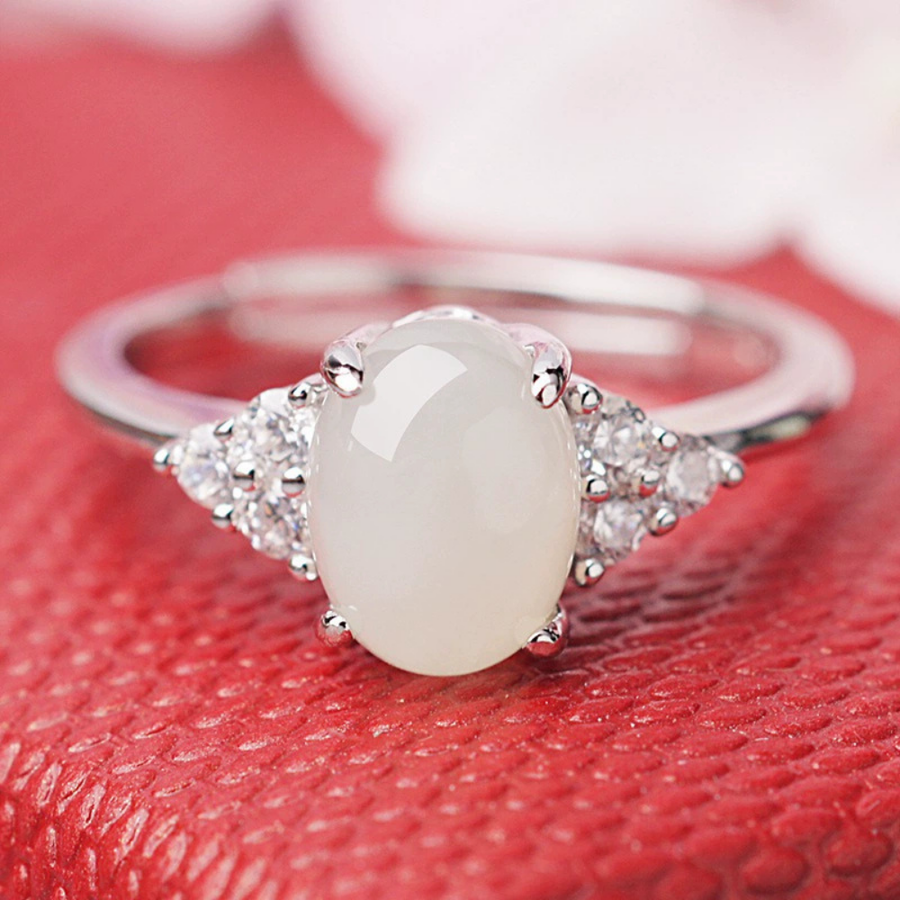 Hetian Jade Clear Quartz Serenity Ring