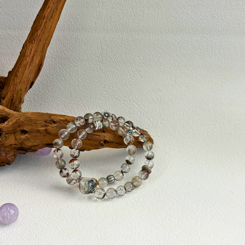 Green Phantom Quartz Silver Abundance Bracelet