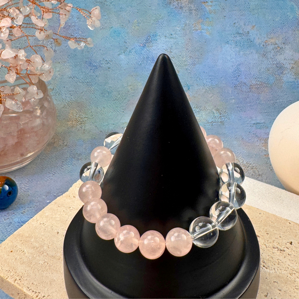 Rose Quartz Clear Quartz Love Healing Balance Bracelet