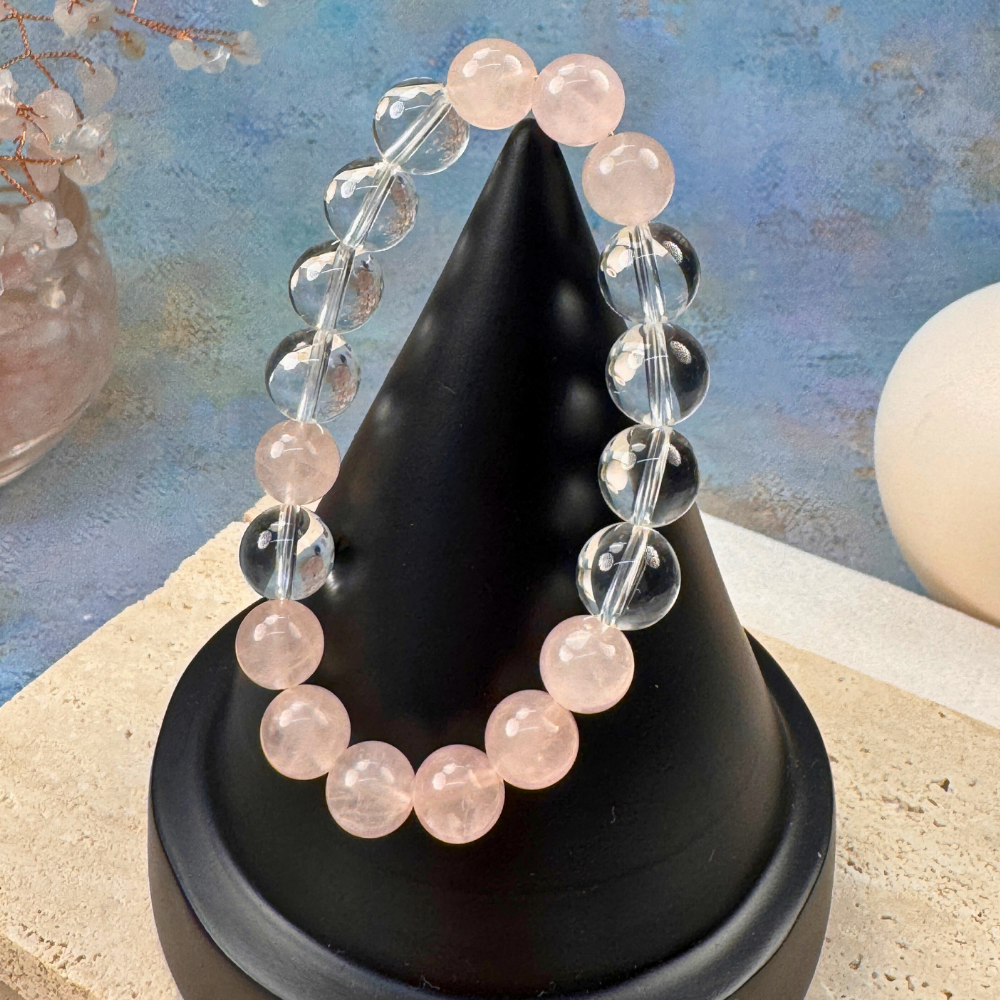 Rose Quartz Clear Quartz Love Healing Balance Bracelet