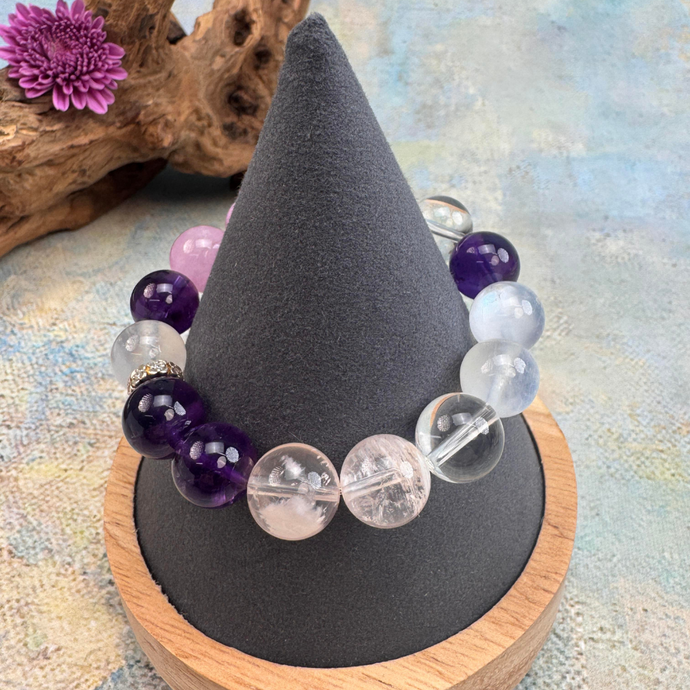 Amethyst Rose Quartz Aquamarine Harmony Bracelet