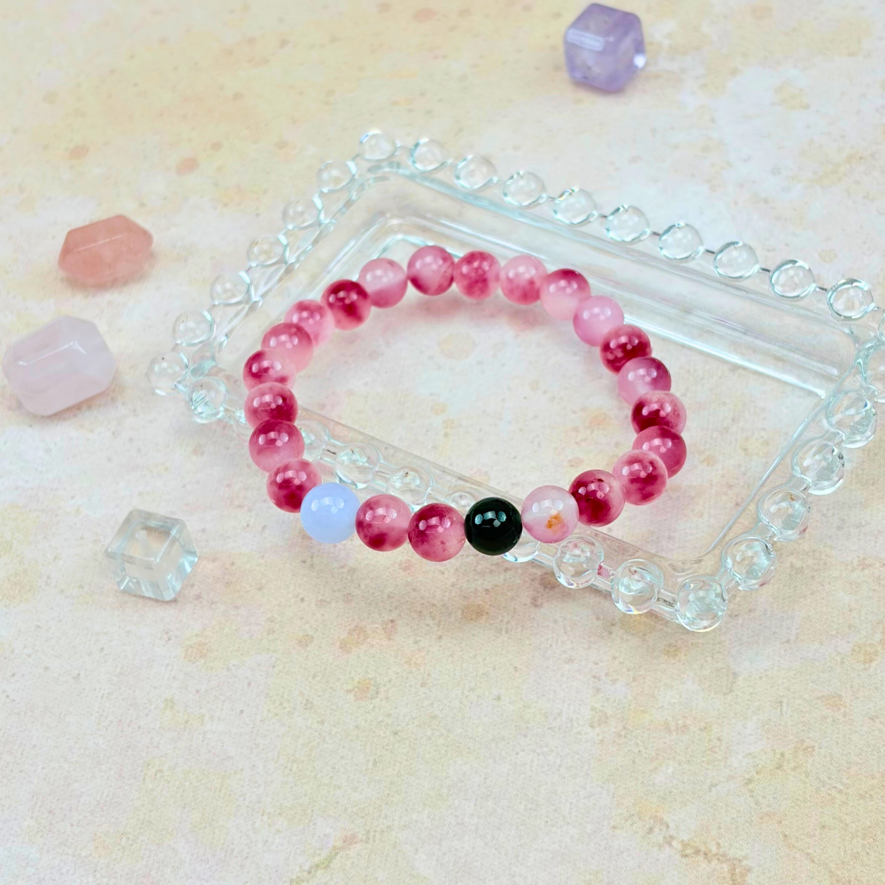 Strawberry Quartz Obsidian Love Healing Bracelet