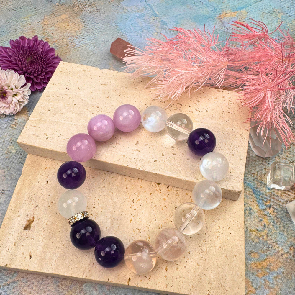 Amethyst Rose Quartz Aquamarine Harmony Bracelet