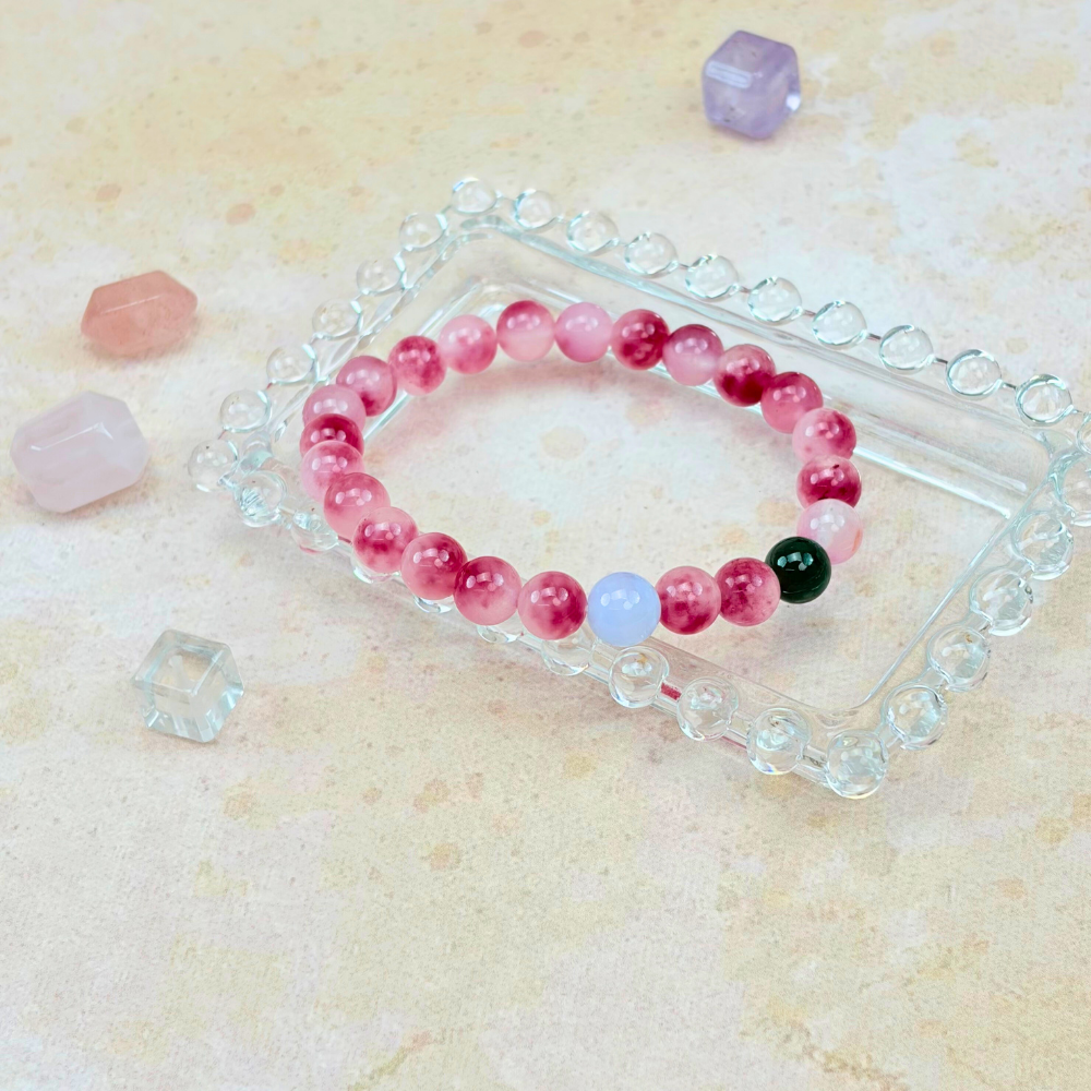 Strawberry Quartz Obsidian Love Healing Bracelet