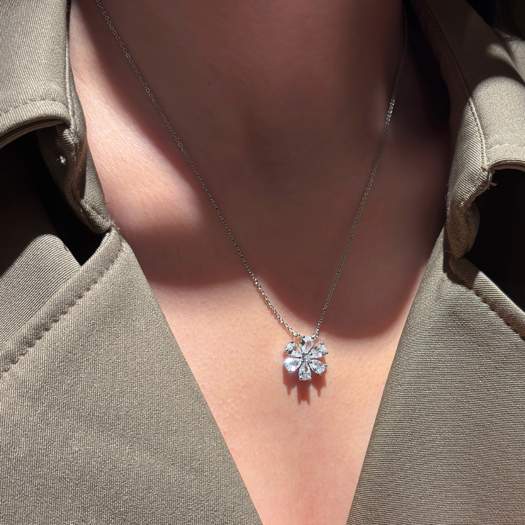 Floral Cluster Gemstone Pendant Necklace