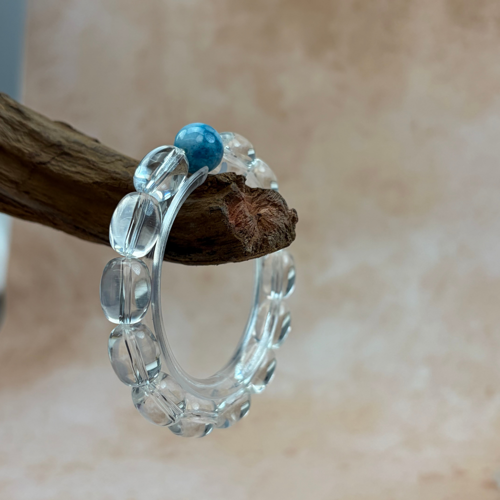 Clear Quartz Apatite Healing Energy Clarity Protection Bracelet