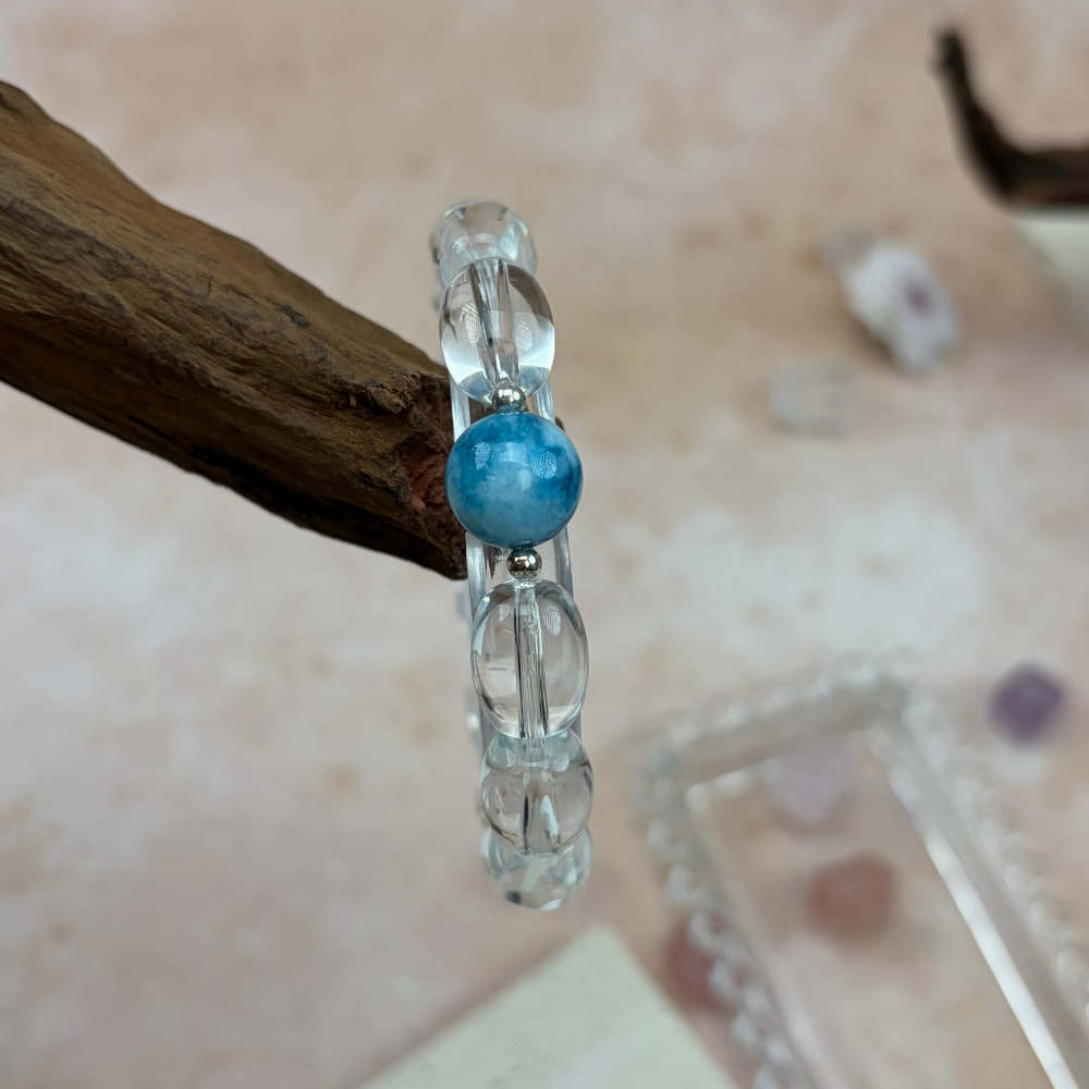 Clear Quartz Apatite Healing Energy Clarity Protection Bracelet