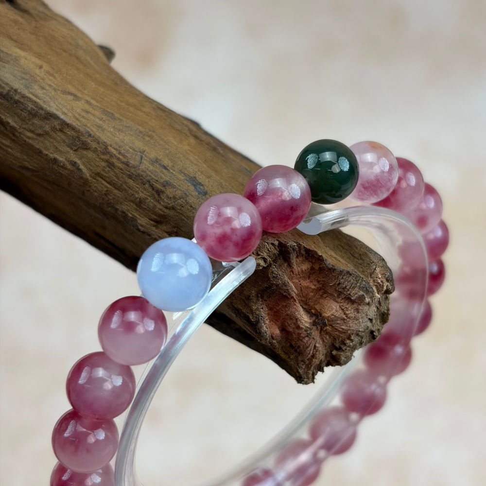 Strawberry Quartz Obsidian Love Healing Bracelet