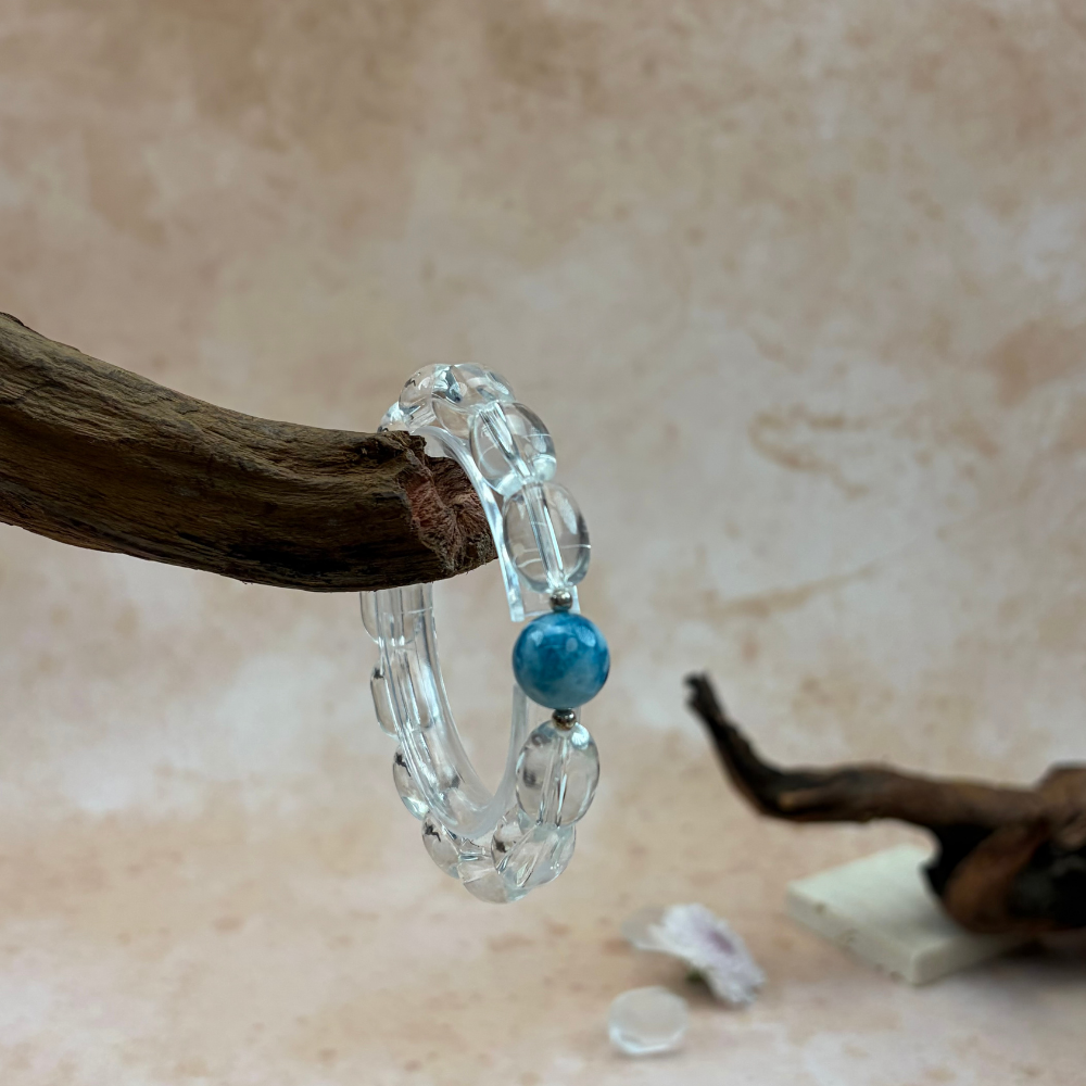 Clear Quartz Apatite Healing Energy Clarity Protection Bracelet