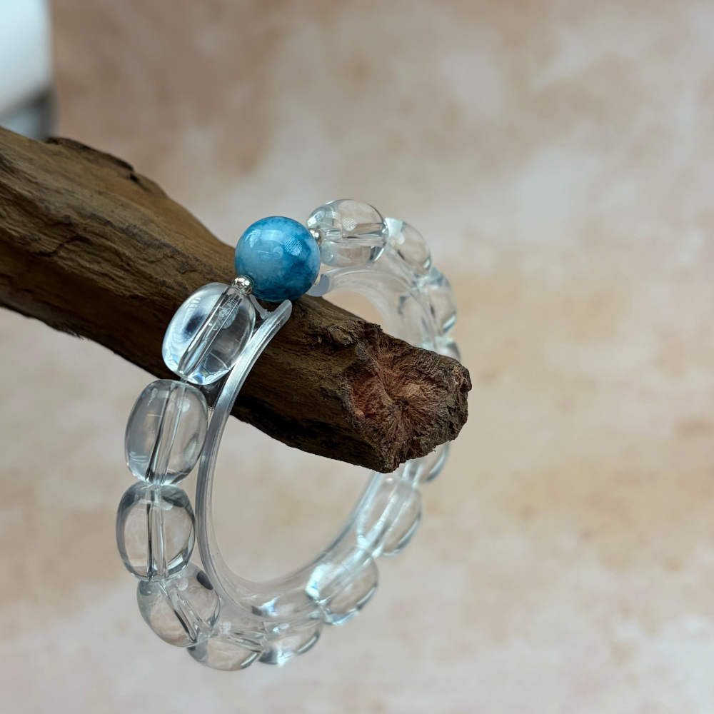 Clear Quartz Apatite Healing Energy Clarity Protection Bracelet