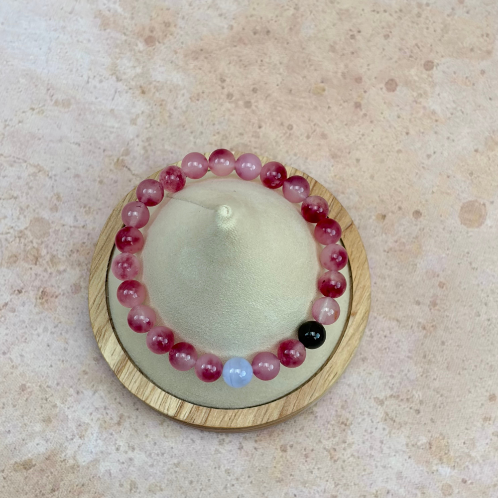 Strawberry Quartz Obsidian Love Healing Bracelet