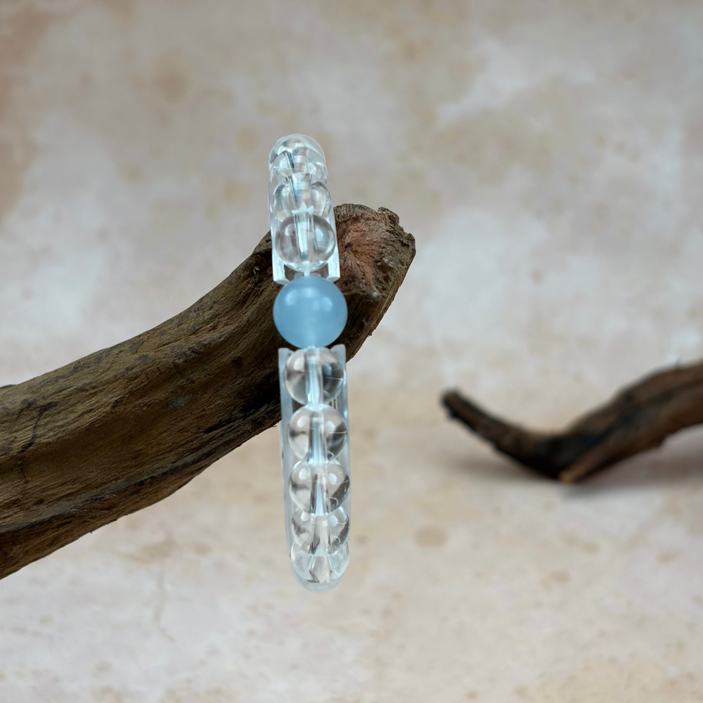 Clear Quartz Blue Chalcedony Healing Clarity Bracelet