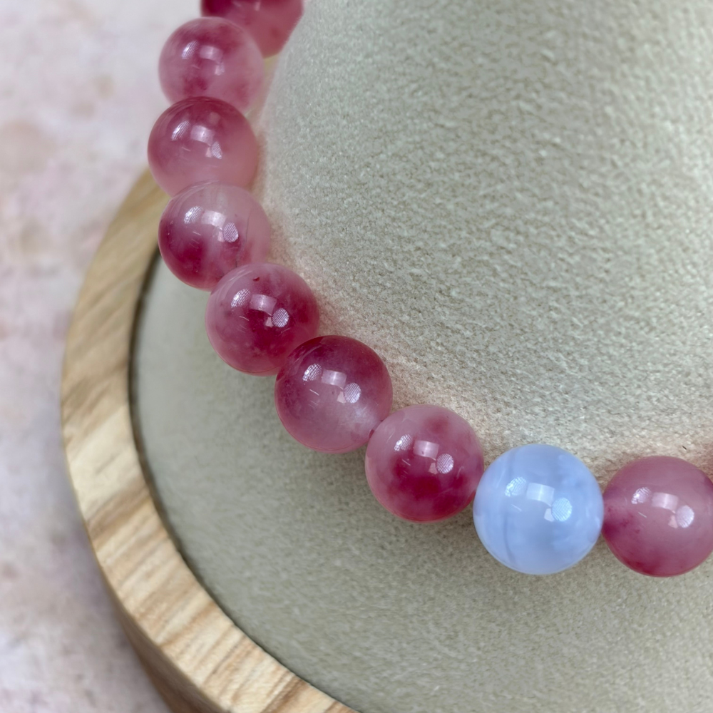 Strawberry Quartz Obsidian Love Healing Bracelet