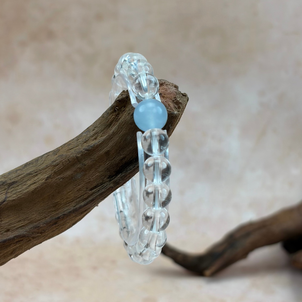 Clear Quartz Blue Chalcedony Healing Clarity Bracelet