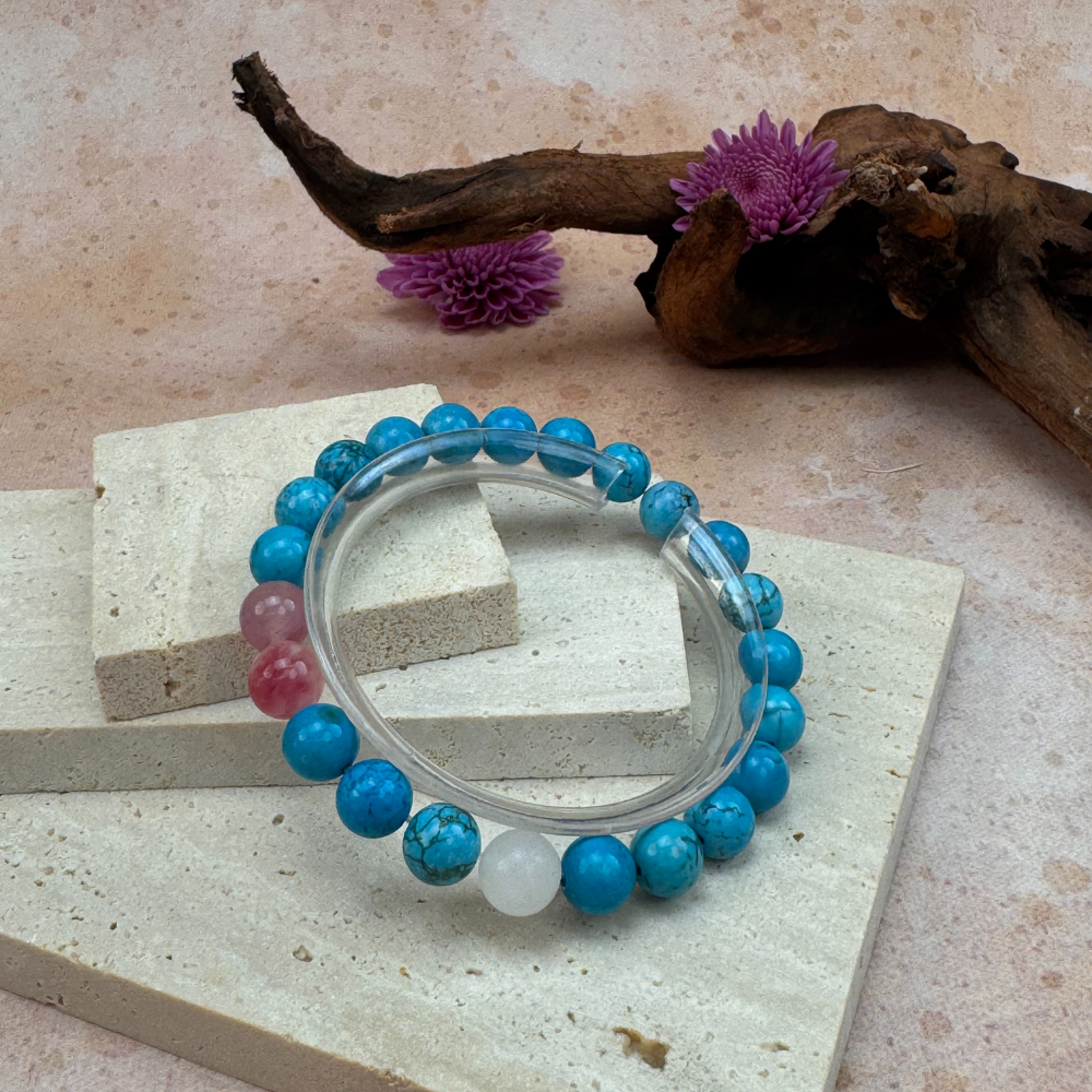 Turquoise Rose Quartz Healing Balance Protection Bracelet