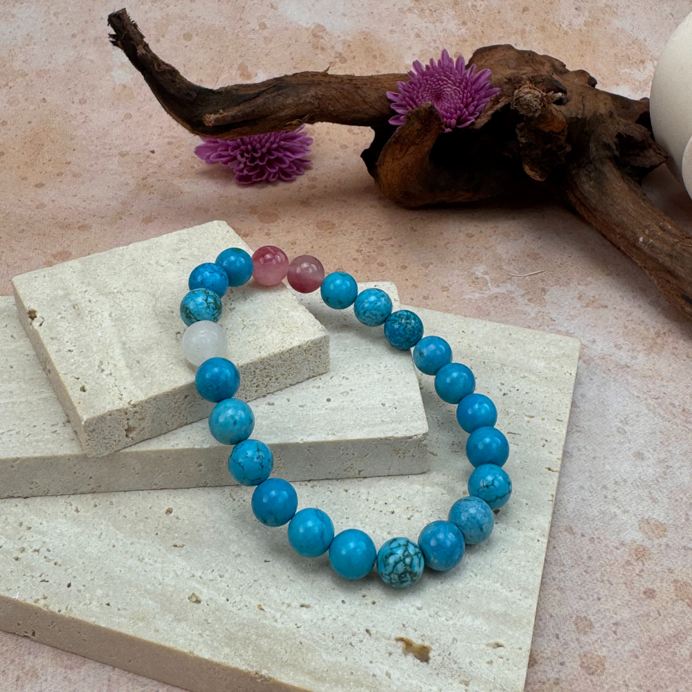 Turquoise Rose Quartz Healing Balance Protection Bracelet