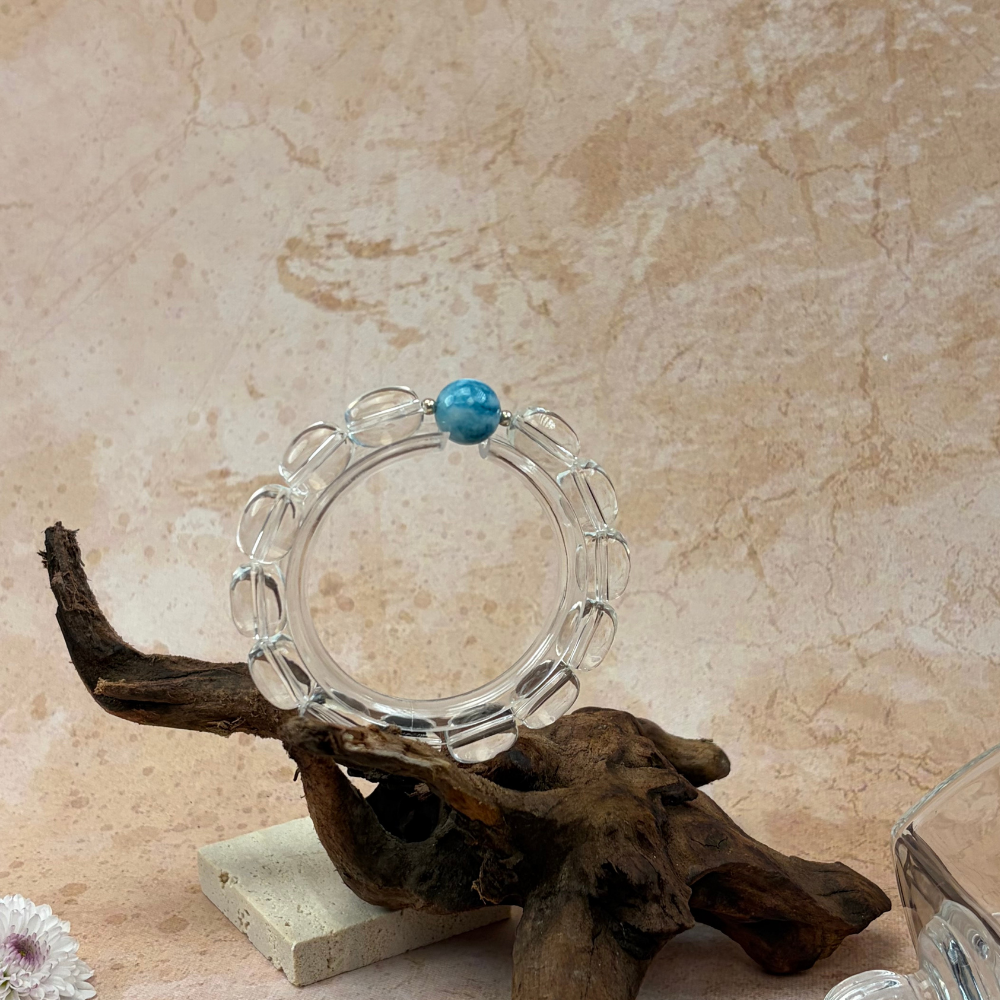 Clear Quartz Apatite Healing Energy Clarity Protection Bracelet