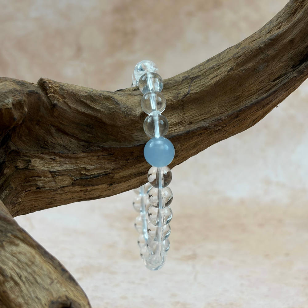 Clear Quartz Blue Chalcedony Healing Clarity Bracelet