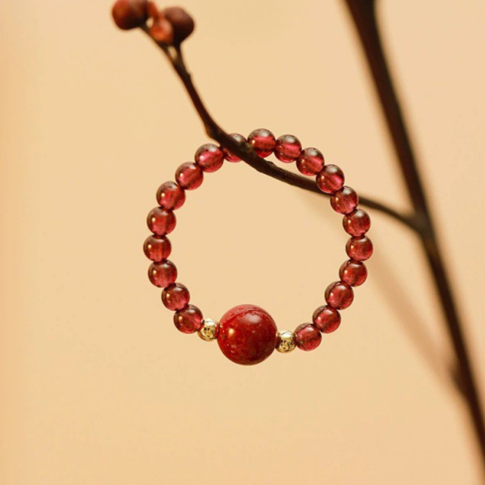 Garnet Vital Spark Adjustable Beaded Ring