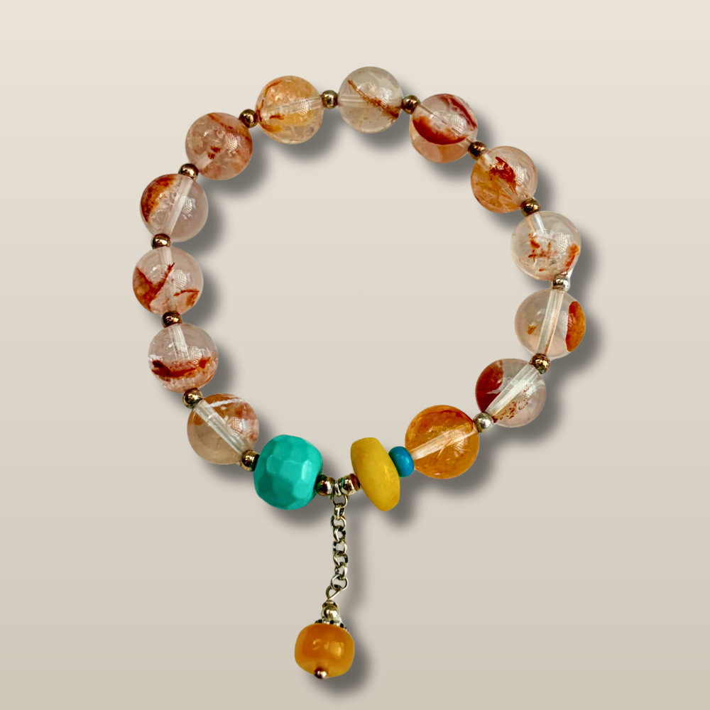 Golden Rutilated Quartz Amber Bracelet