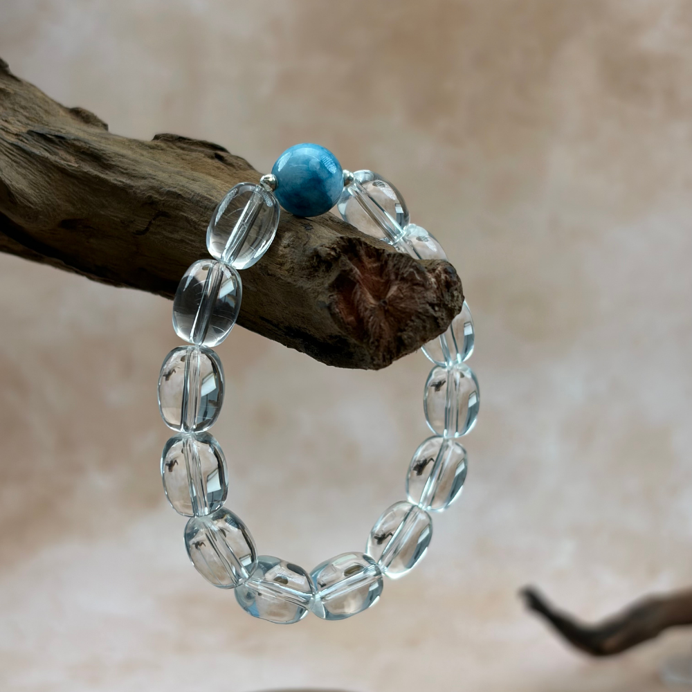 Clear Quartz Apatite Healing Energy Clarity Protection Bracelet