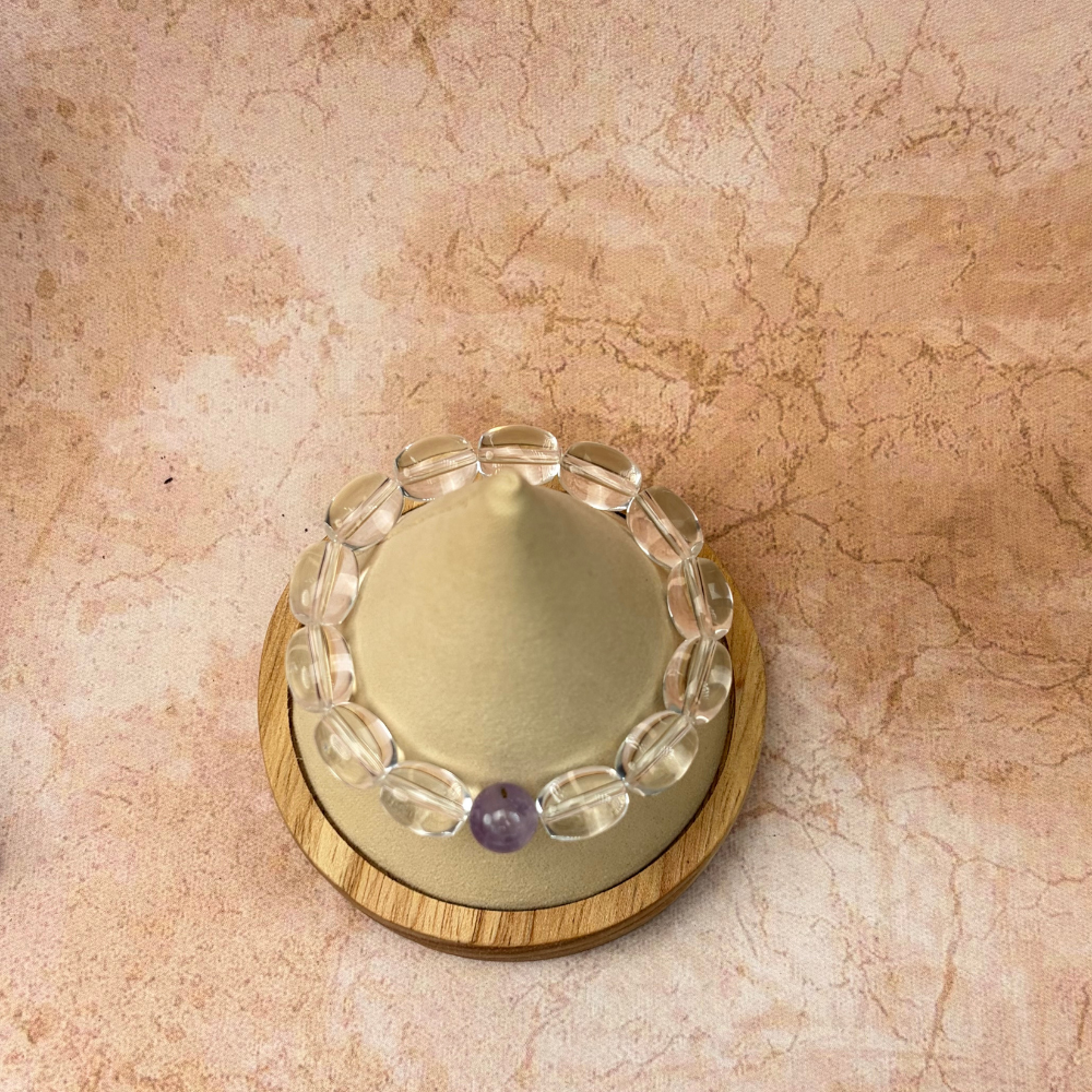 Clear Quartz Amethyst Healing Clarity Balance Energy Bracelet