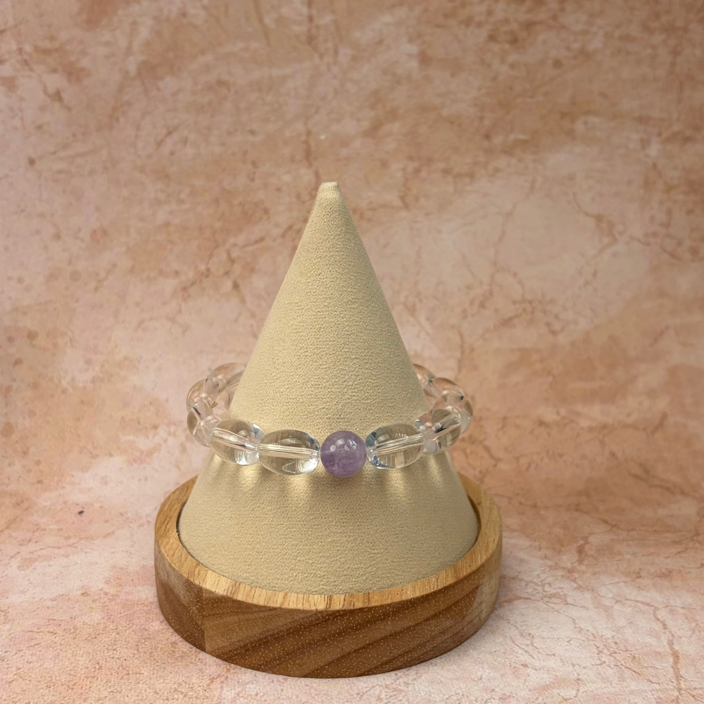 Clear Quartz Amethyst Healing Clarity Balance Energy Bracelet