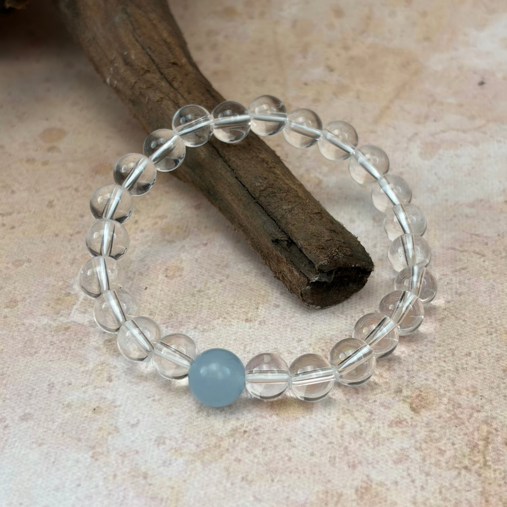 Clear Quartz Blue Chalcedony Healing Clarity Bracelet