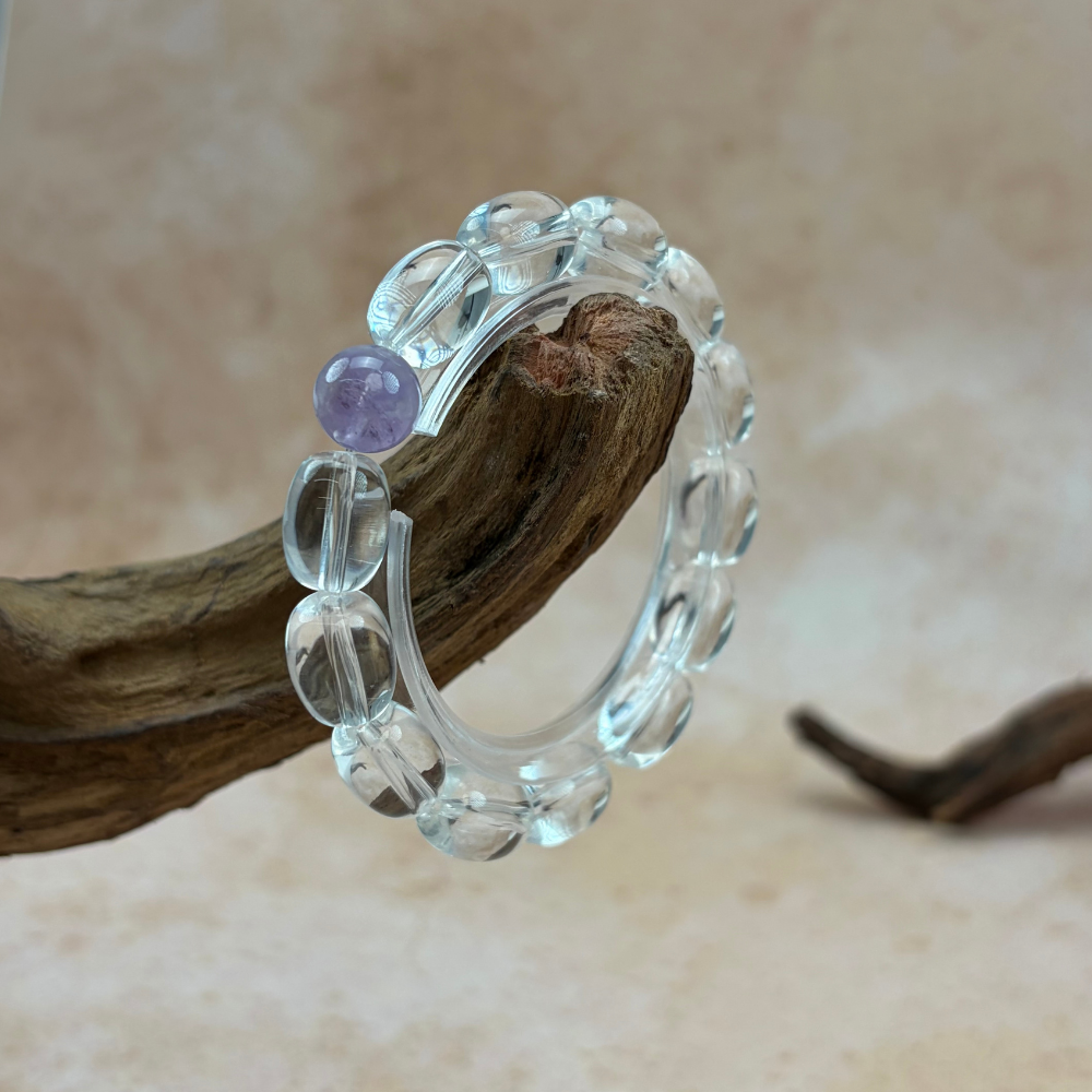 Clear Quartz Amethyst Healing Clarity Balance Energy Bracelet