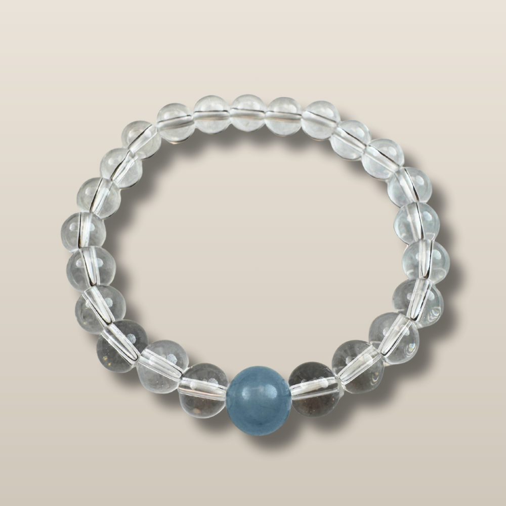 Clear Quartz Blue Chalcedony Healing Clarity Bracelet