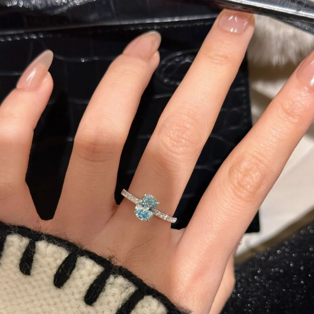 Aquamarine Silver Twist Serenity Healing Ring