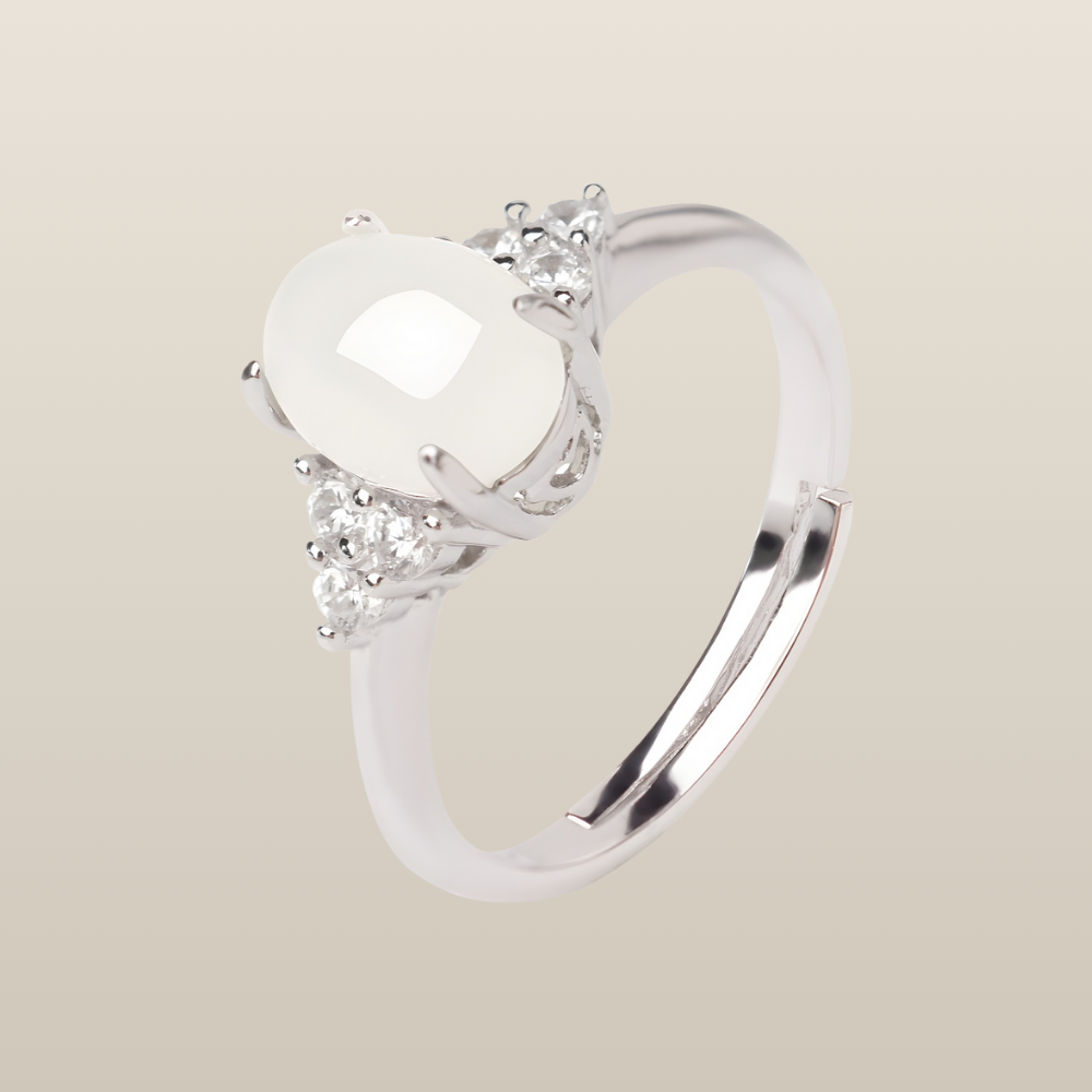 Hetian Jade Clear Quartz Serenity Ring
