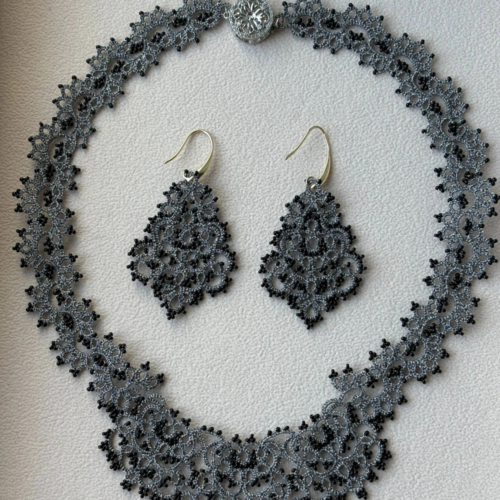 Handmade Vintage Weave Artisan Necklace Earring Set