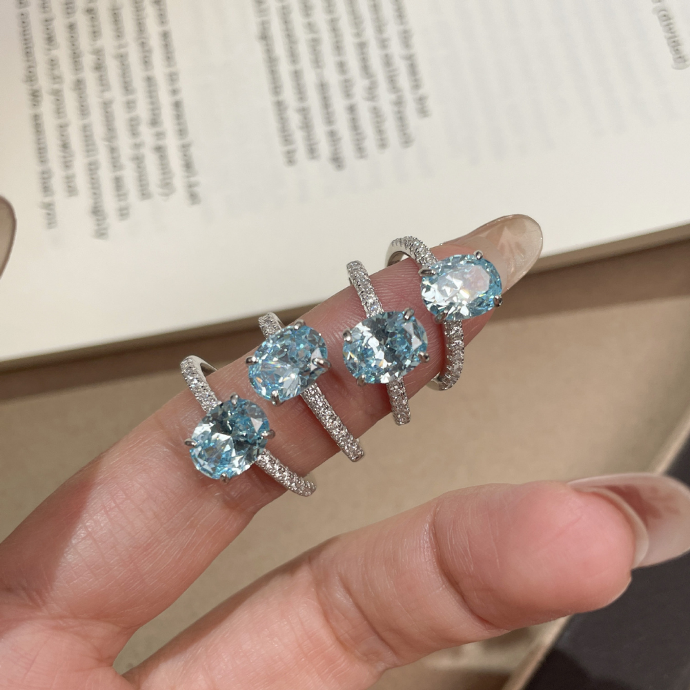 Aquamarine Silver Twist Serenity Healing Ring