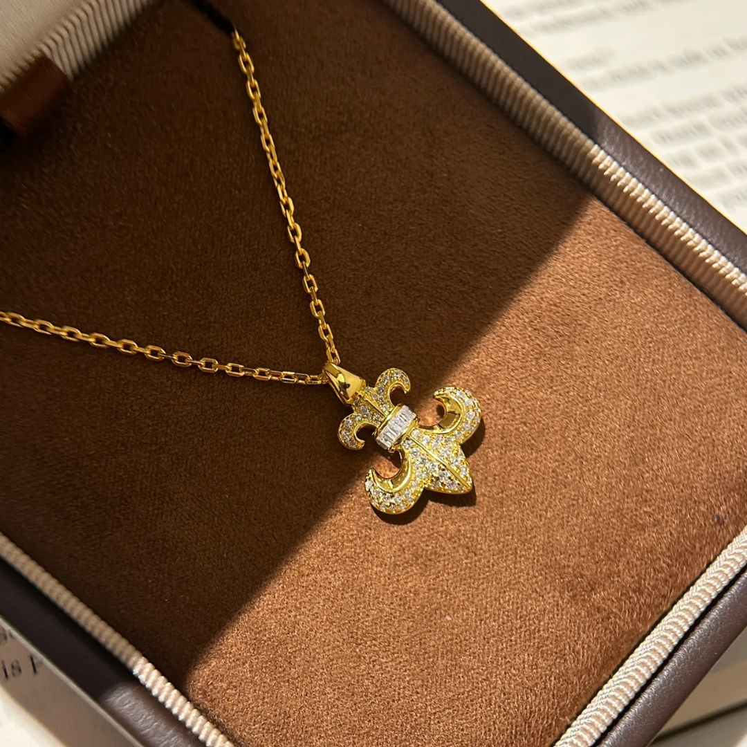 Double-Sided Fleur-de-Lis Pendant Necklace
