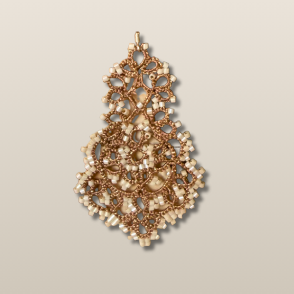 Vintage Lace Pearl Beaded Handmade Filigree Drop Earrings