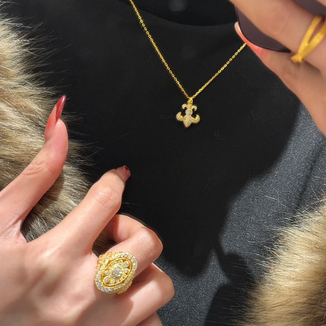 Double-Sided Fleur-de-Lis Pendant Necklace