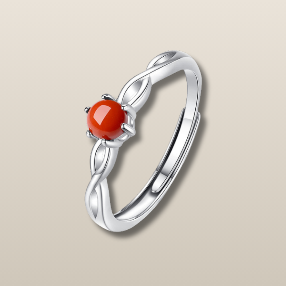 Red Agate Mobius Silver Healing Ring
