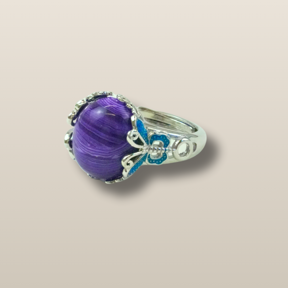 Purple Agate Sodalite Calm Harmony Ring
