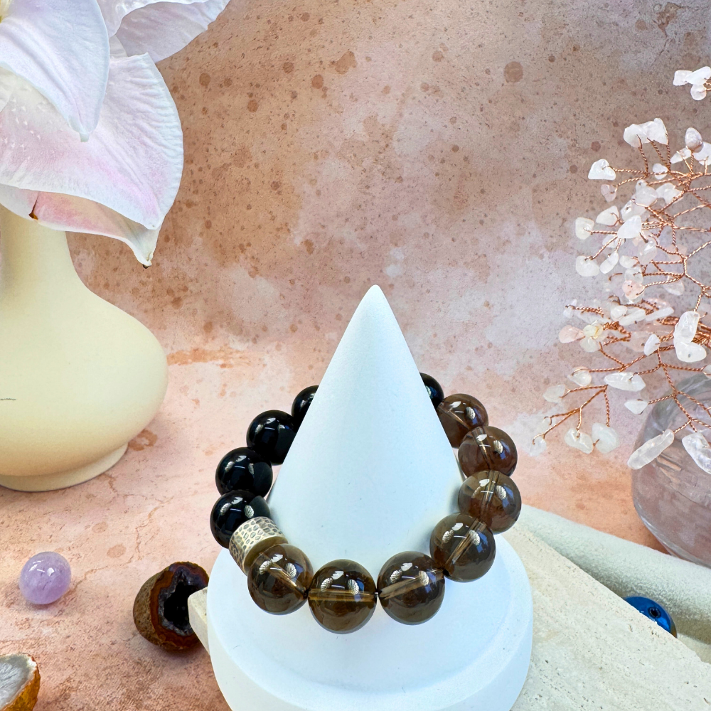 Smoky Quartz Golden Obsidian Protection Bracelet