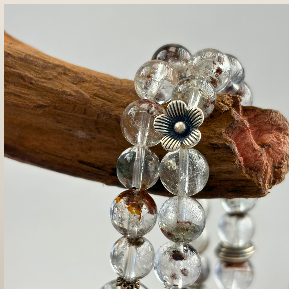 Green Phantom Quartz Silver Abundance Bracelet